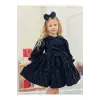 Siyah Kadife Bebe Yakalı Kız Çocuk Elbisesi