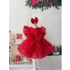 Kırmızı Payetli Kız Çocuk Abiye Elbise