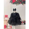 Siyah Payetli Kız Çocuk Abiye Elbise