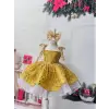 Altın Sarısı Payetli Kız Çocuk Abiye Elbise