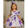 Bahar Desenli Kız Çocuk Elbisesi