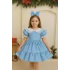 Bebe Mavisi Bebe Yakalı Kız Çocuk Elbisesi