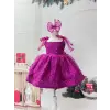 Fuşyaya Işıltılı Payetli Kız çocuk Elbise Abiye