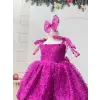 Fuşyaya Işıltılı Payetli Kız çocuk Elbise Abiye