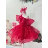 Kırmızı Açık Omuzlu Kız çocuk Elbisesi Abiye
