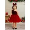 Kırmızı Payetli Kız Çocuk Elbisesi