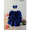 Kız Çocuk Kadife Abiye Elbise – Lacivert Model