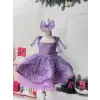 Lila Askılı Kız Çocuk Abiye Elbise