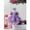 Lila Renk Payetli Kız Çocuk Abiye Elbise