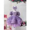 Lila Renk Payetli Kız Çocuk Abiye Elbise