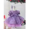 Lila Renk Payetli Kız Çocuk Abiye Elbise