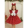 Minnie Mouse Kırmızı Puantiyeli Kız Çocuk Elbisesi