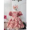 Pudra Çiçek Nakışlı Kız çocuk Elbisesi Abiye