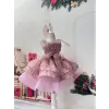 Pudra Işıltılı Kız Çocuk Abiye Elbise