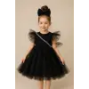 Siyah Fırfırlı Kız Çocuk Elbisesi