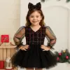 Siyah Payatli V Yaka Kız Çocuk Elbisesi