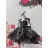 Siyah Taşlı Askılı Kız çocuk Elbise Abiye