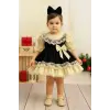 Siyah Ve Krem Danteli Kız Çocuk Elbisesi