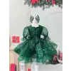 Yeşil Taşlı Kız Çocuk Elbisesi