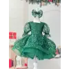 Yeşil Taşlı Kız Çocuk Elbisesi