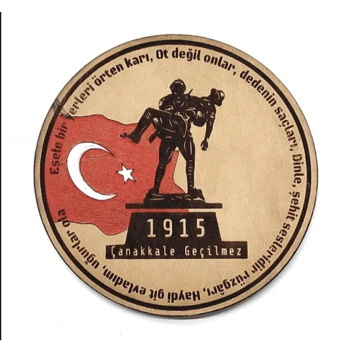 1915 ÇANAKKALE GEÇİLMEZ Deri PEÇ - Arma - Askeri Patch
