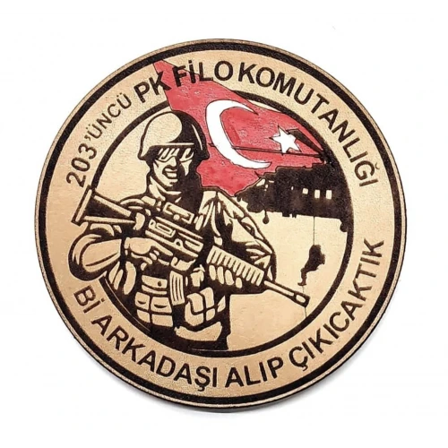 203 FİLO Bİ ARKADAŞI ALIP ÇIKICAKTIK Deri PEÇ - Arma - Askeri Patch
