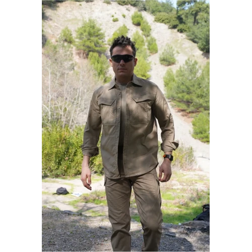 Astüm 4 Cepli Dört Mevsim Terletmeyen Uzun Kollu Bej Outdoor Taktik Gömlek