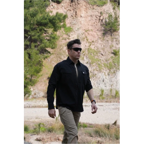 Astüm 4 Cepli Dört Mevsim Terletmeyen Uzun Kollu Siyah Outdoor Taktik Gömlek