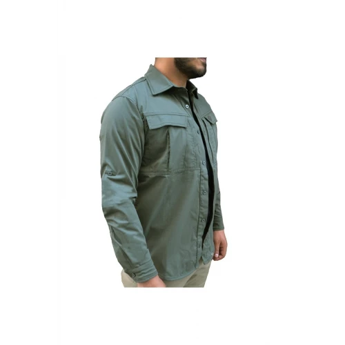 Astüm 4 Cepli Dört Mevsim Uzun Kollu Taktik Gömlek Haki