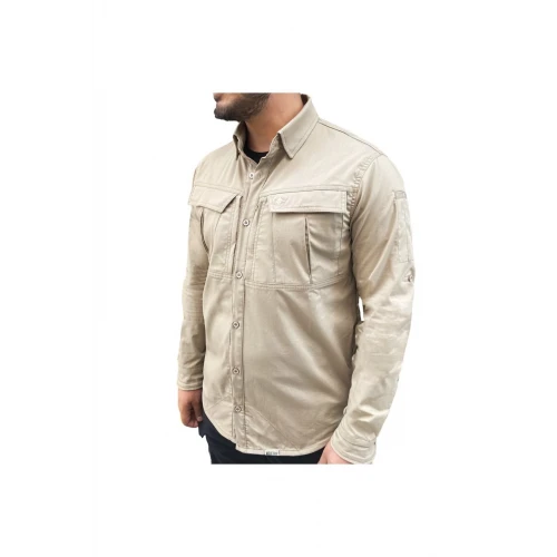 Astüm 4 Cepli Dört Mevsim Uzun Kollu Bej Taktik Gömlek