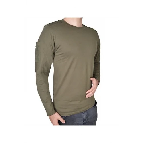 Astüm Dalga Desenli 2 Cepli Uzun Kollu Taktik T-Shirt