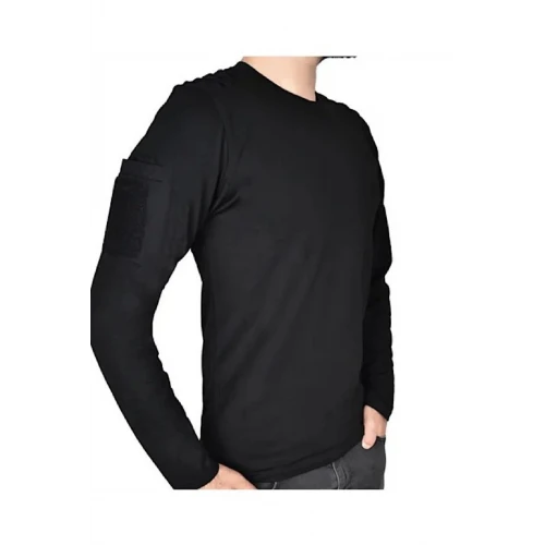 Astüm Dalga Desenli 2 Cepli Uzun Kollu Taktik T-Shirt