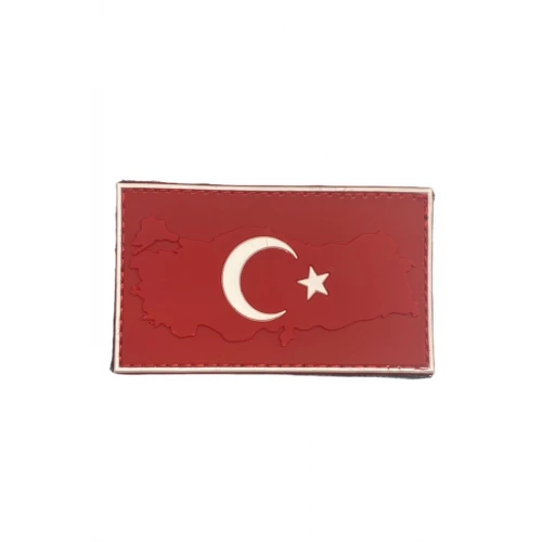 Astüm Kırmızı Plastik Patch Harita Türk Bayrağı 3d Arma