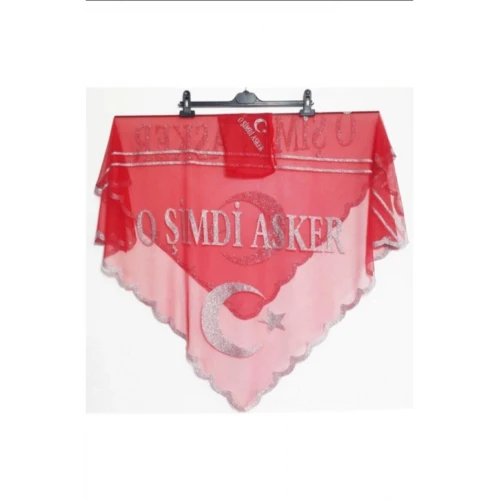 Astüm Kırmızı O Şimdi Asker Yazılı Asker Şalı