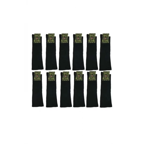 Astüm 12li Asker Çorabı Yazlık Likralı Pamuklu Siyah Renk