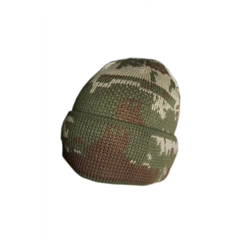 Astüm Haki Kamuflaj Desen Askeri Bere