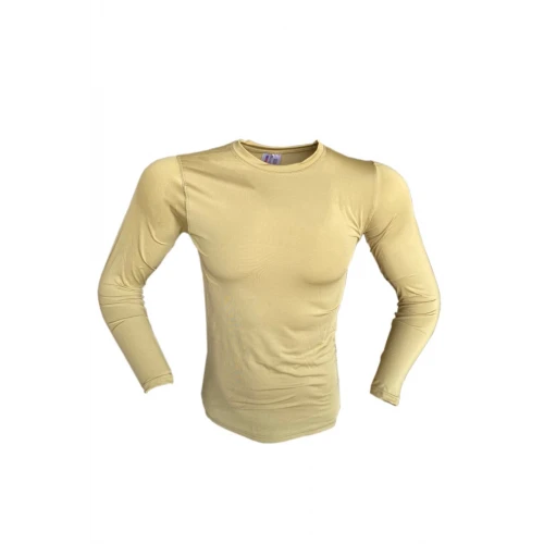 Astüm Erkek Askeri Termal Microfiber Uzun Kol Bej Tişört