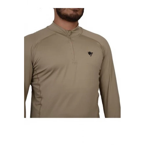 Astüm Yarım Fermuarlı Uzun Kollu Kum Rengi Sweatshirt