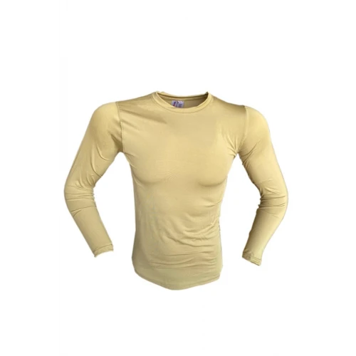 Astüm Erkek Askeri Termal Microfiber Uzun Kol Bej Tişört