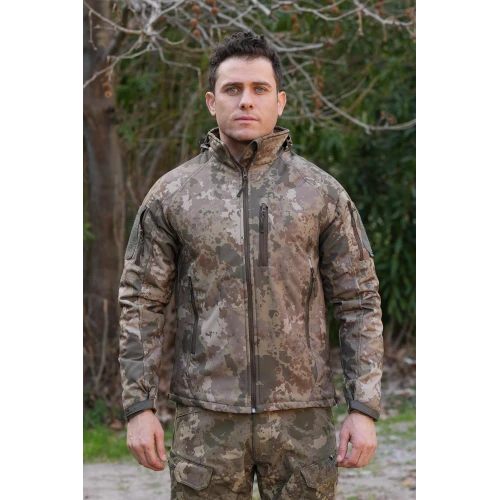 Astüm Wolftrap Askeri Kamuflaj Desenli Softshell Soğuk Geçirmez Mont