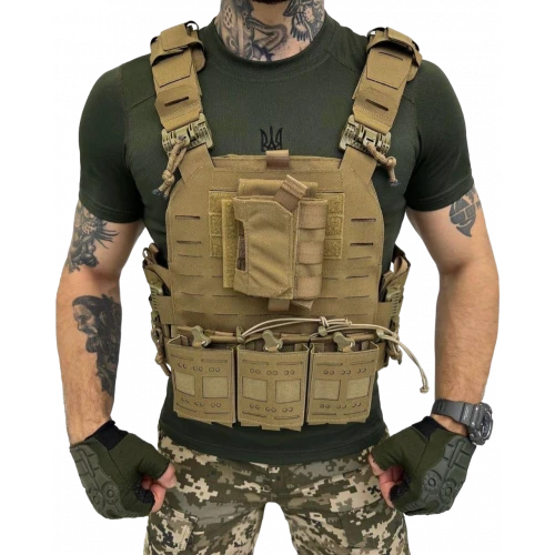 Astüm Askeri Hücum Yeleği Bej Renk Düz Desen