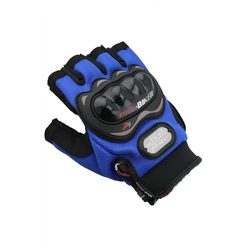 Astüm Attack Probiker Eldiven Yarım Probiker Motosiklet Eldiveni Korumalı Mavi