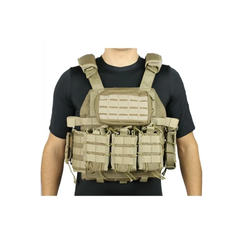 Astüm Bej Renk Fırtına Model Hücum Yeleği Plaka Takılabilir