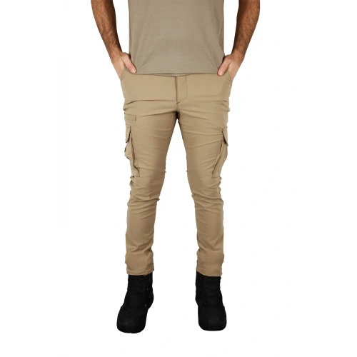 Bej Taktik Çok Cepli Outdoor Pantalon – Suya Dayanıklı, Esnek ve Konforlu