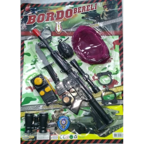Astüm Bordo Bereli Çocuk Asker Silah Seti