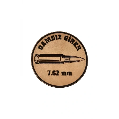 Astüm Damsız Girer 7,62 mm -Yuvarlak Deri Peç - Arma - Leather Patch