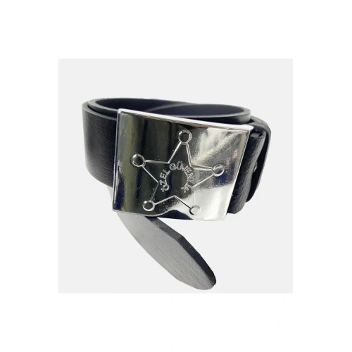 Astüm Hakiki Manda Deri Özel Güvenlik Erkek Pantolon Kemeri Siyah Özel Güvenlik Yazılı Tokalı en 4cm