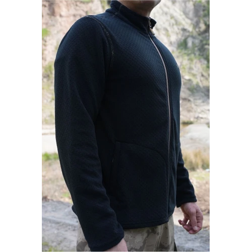 Astüm Hazal Petek Polar Ceket Siyah Renk