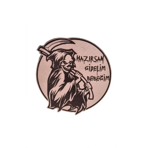 Astüm Hazırsan Gidelim Bebeğim Azrail Deri Peç -arma - Leather Patch