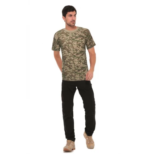 Astüm Kamuflaj Desenli Kısa Kollu Bisiklet Yaka Fanila - İnce Tişört